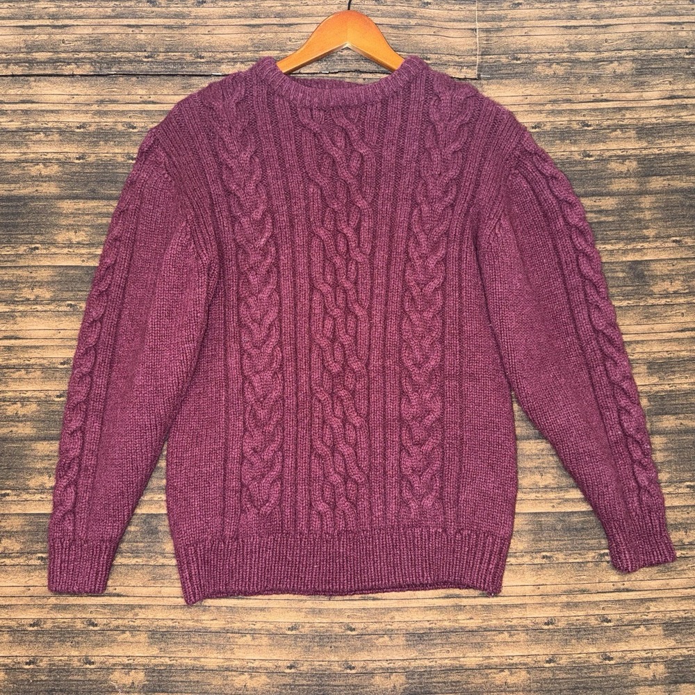 Samuel Windsor Men's Cable Knit Fisherman Sweater 100% Wool Size L